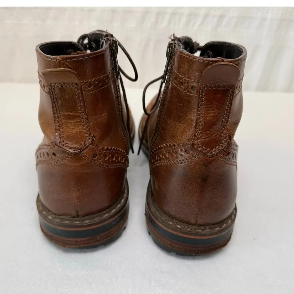 Crevo Men's Speak Easier Leather Boot, Chestnut Brown, Size 9